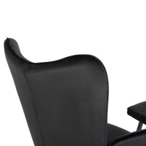 Кресло с табуретка Crawley Hm8918,04 черно плюшено с метални крака 70x57x103hcm