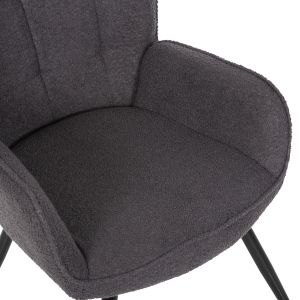 Кресло с табуретка Crawley Hm8918,21 сиво букле и черни метални крака 70x74x105hcm