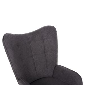 Кресло с табуретка Crawley Hm8918,21 сиво букле и черни метални крака 70x74x105hcm