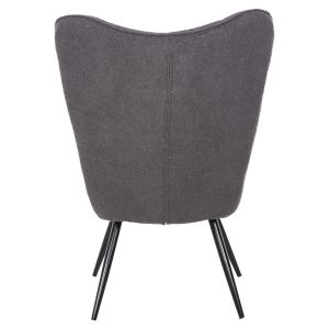 Кресло с табуретка Crawley Hm8918,21 сиво букле и черни метални крака 70x74x105hcm