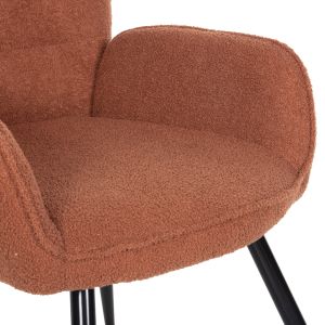 Кресло с табуретка Crawley Hm8918,22 оранжево букле и черни метални крака 70x74x105hcm