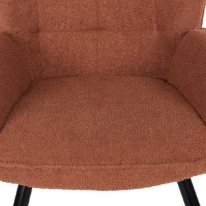 Кресло с табуретка Crawley Hm8918,22 оранжево букле и черни метални крака 70x74x105hcm