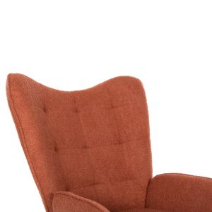 Кресло с табуретка Crawley Hm8918,22 оранжево букле и черни метални крака 70x74x105hcm