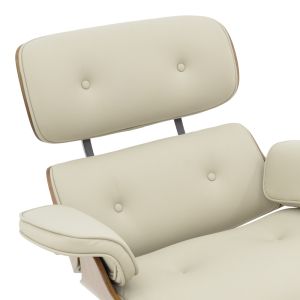 Кресло с табуретка Relax Mirto Jenna бежов Pu-шперплат орех-хром база 82x92x82см