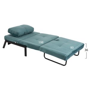 Кресло/сгъваемо легло Hm3078,15 тюркоаз кадифе 95x92x66hcm