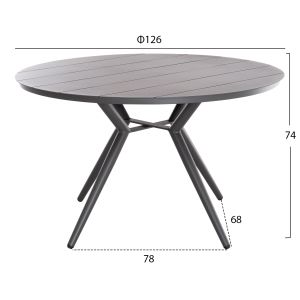 Round aluminum table Higer Hm6290.01 gray Φ126x74hcm.