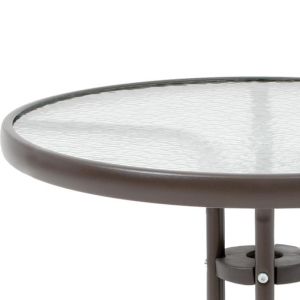Кръгла градинска маса 001 кафяв цвят 60x70см