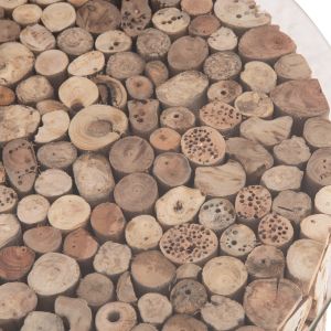 Round Coffee Table Sparrow Hm9963 Driftwood Naturally --glass Φ65x51.5hcm.