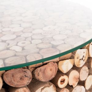 Round Coffee Table Sparrow Hm9963 Driftwood Naturally --glass Φ65x51.5hcm.