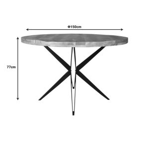 Round table Bocco ι natural mango wood 3cm with black metal legs D150x77cm