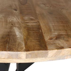 Round table Bocco ι natural mango wood 3cm with black metal legs D150x77cm