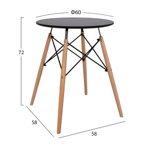 Round table Minimal Art Wood black top 60x72cm Hm0060,02