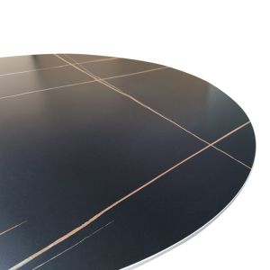 Round table made of black marble, sintered stone - black metal, D120x76 cm