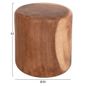 Кръгла маса-табуретка Tobi Hm9791.11 масивно дърво Suar - естествен цвят Φ39x42hсм.