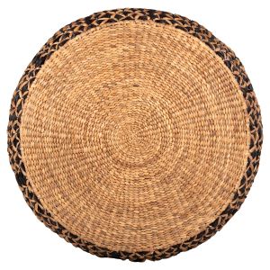 Round woven coffee table Teofilo from water hyacinth in black-natural color Ilion D115x45cm Hm7868