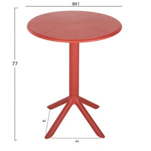 Round polypropylene table Terrin red D61x77hcm Hm6124