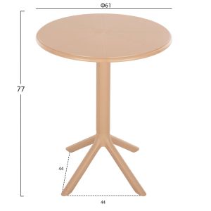 Round polypropylene table terrine cappuccino D61x77hcm Hm6124