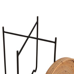 Round side table Fly Hm7905 rattan in natural color with black metal base D32x48hcm