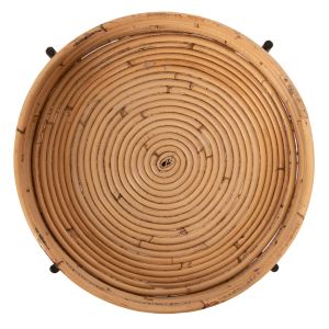 Round side table Fly Hm7906 rattan in natural color with black metal base D40x53hcm