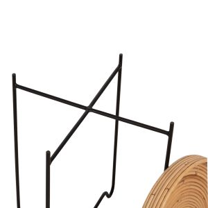 Round side table Fly Hm7906 rattan in natural color with black metal base D40x53hcm