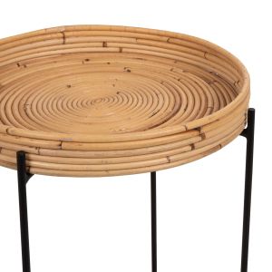 Round side table Fly Hm7906 rattan in natural color with black metal base D40x53hcm