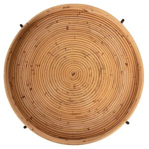 Round side table Fly Hm7907 rattan in natural color with black metal base D50x40hcm