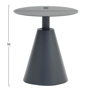 Round side table Sera Hm6270.01 aluminum in gray Φ50x56hcm.