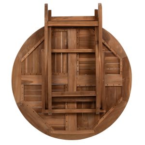 Round folding table Kendall Hm9543 made of solid teak wood in natural color, D106x73.5cm