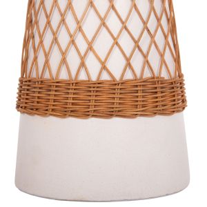 Round side table Delia Hm18167.02 fiber cement white rattan Φ40x45cm.
