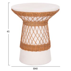 Round side table Delia Hm18167.02 fiber cement white rattan Φ40x45cm.
