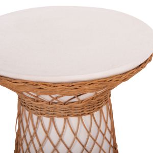 Round side table Delia Hm18167.02 fiber cement white rattan Φ40x45cm.