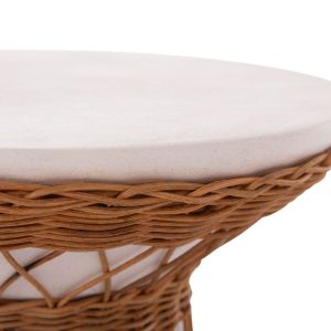 Round side table Delia Hm18167.02 fiber cement white rattan Φ40x45cm.