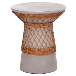 Round side table Delia Hm18167.03 fiber cement gray rattan Φ40x45cm.