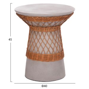 Round side table Delia Hm18167.03 fiber cement gray rattan Φ40x45cm.