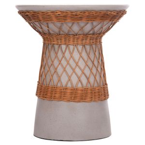 Round side table Delia Hm18167.03 fiber cement gray rattan Φ40x45cm.