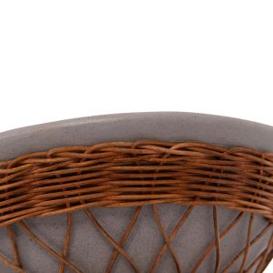 Round side table Delia Hm18167.03 fiber cement gray rattan Φ40x45cm.