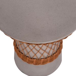 Round side table Delia Hm18167.03 fiber cement gray rattan Φ40x45cm.