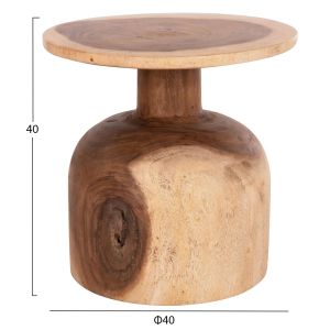 Round side table Pumbe-s Hm9892.11 solid suar wood in natural color Φ40x40hcm.