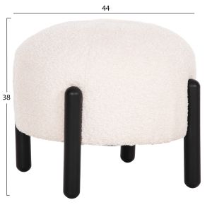 Кръгла табуретка Ewan Bloom букле цвят екрю и черни метални крака D45x36hcm Hm9596,06