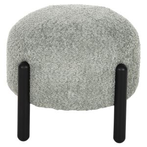 Кръгла табуретка Ewan Bloom букле цвят шам фъстък и черни метални крака D45x36hcм Hm9596,05
