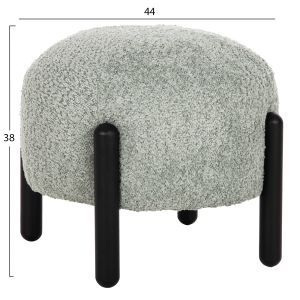 Кръгла табуретка Ewan Bloom букле цвят шам фъстък и черни метални крака D45x36hcм Hm9596,05
