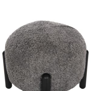 Кръгла табуретка Ewan Bloom сиво букле и черни метални крака D45x36hcм Hm9596,01