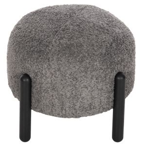 Кръгла табуретка Ewan Bloom сиво букле и черни метални крака D45x36hcм Hm9596,01