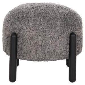 Кръгла табуретка Ewan Bloom сиво букле и черни метални крака D45x36hcм Hm9596,01