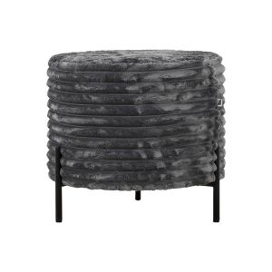 Кръгла табуретка New Lux сиво кадифе с размери 46х46х43cm