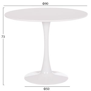 Round dining table Brolin Hm18141.01 Mdf board - metal base - white Φ90x73cm.