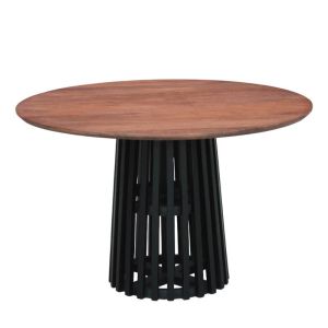 Round dining table Mekong brown-black color 120x76cm