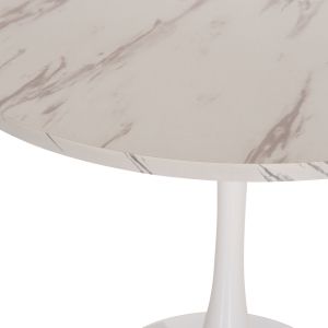 Round dining table Rollo Hm9421.11 melamine in white marble metal legs Φ90x74hcm.