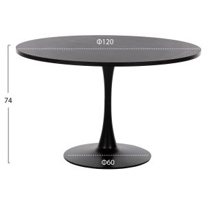 Round dining table Rollo Hm9422.12 melamine in black marble metal legs Φ120x74hcm.