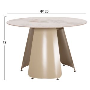 Round dining table Sedar Hm18326 ceramic top - creamy white metal legs Φ120x78hcm.